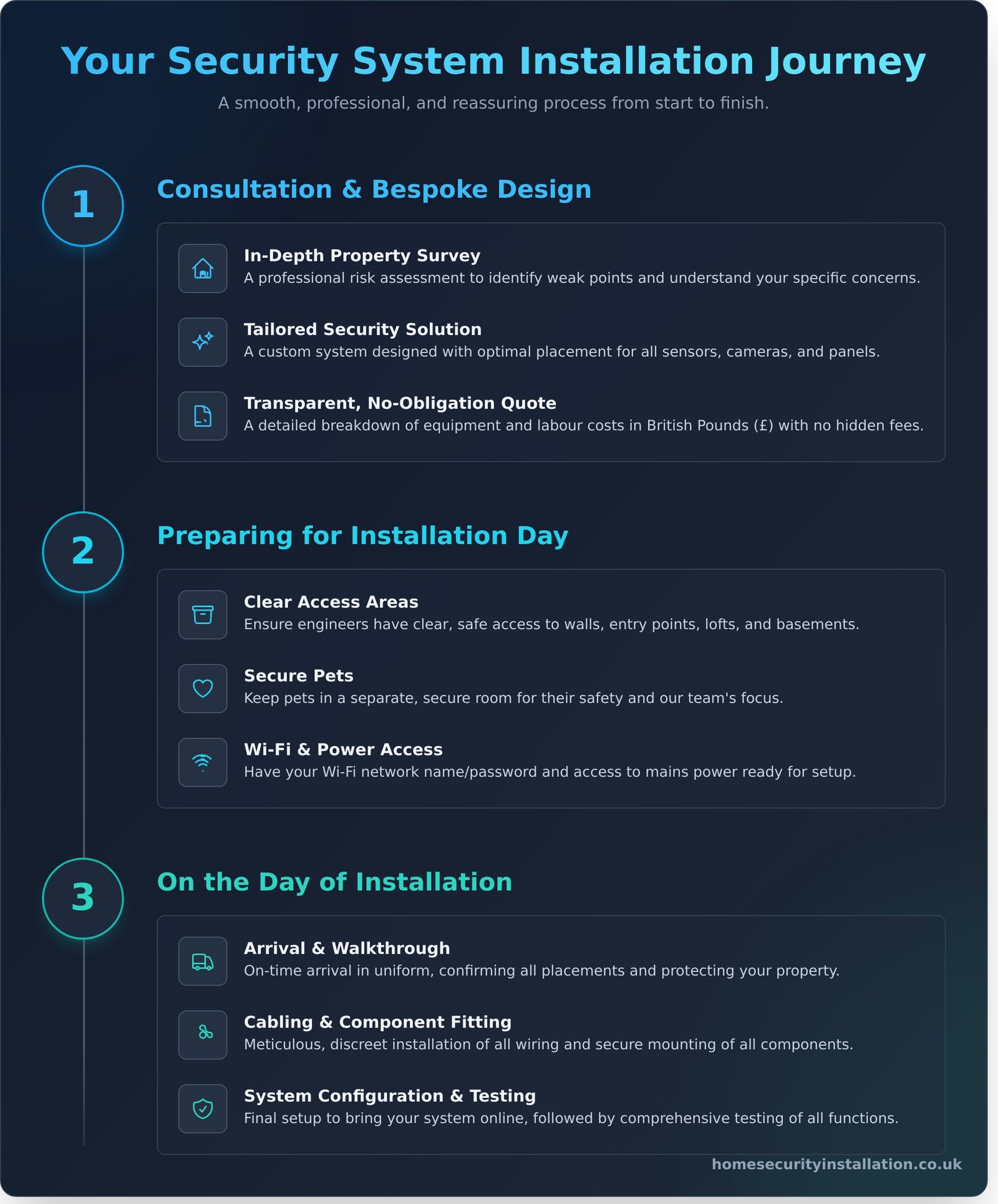The Security System Installation Process: A Step-by-Step Guide - Infographic